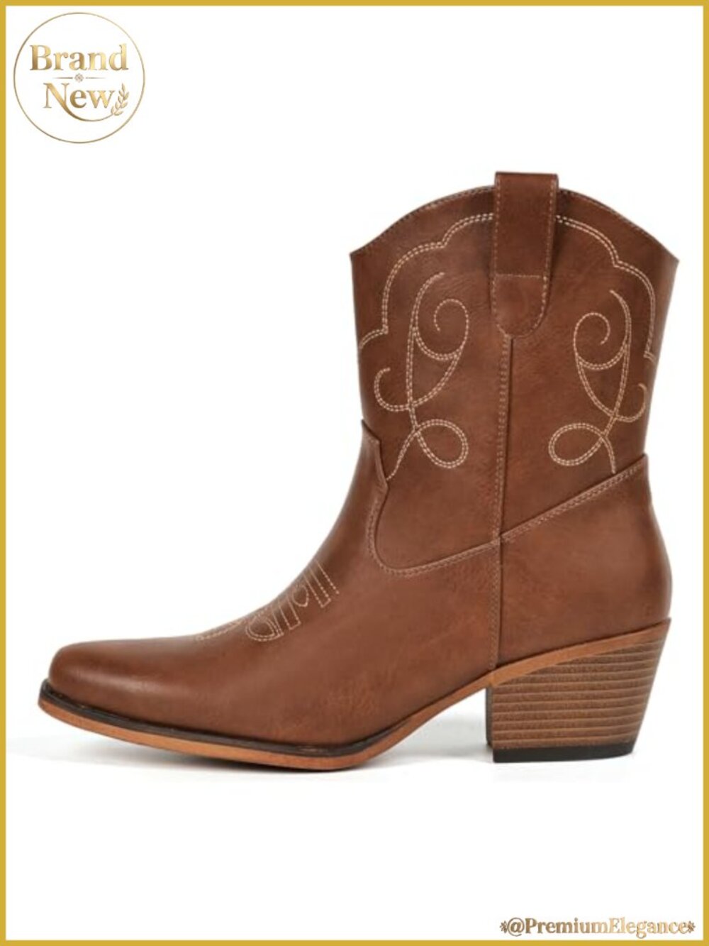 Women's Western Ankle Booties Pointed Toe Faux Leather Cowboy Boots